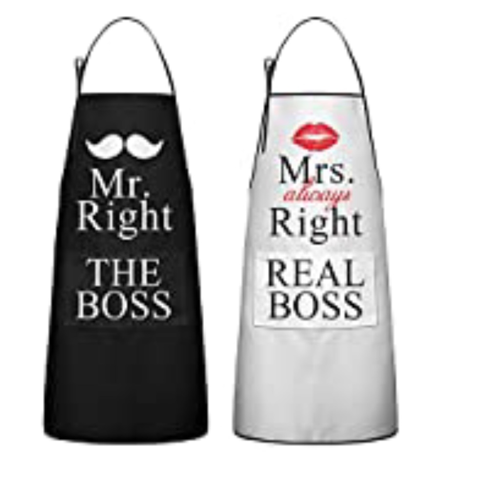 NEW Mr. Right Mrs. Always Right 2-Pack Aprons Gift for Couples  